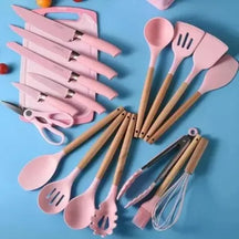 Kit de Cozinha 19 Utensílios em Silicone Premium - NÃO MANCHA E NÃO PEGA MOFO