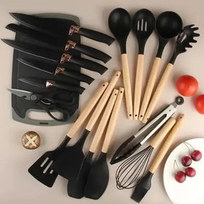 Kit de Cozinha 19 Utensílios em Silicone Premium - NÃO MANCHA E NÃO PEGA MOFO