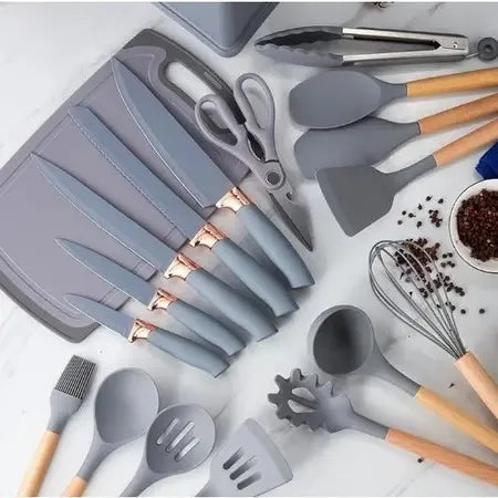 Kit de Cozinha 19 Utensílios em Silicone Premium - NÃO MANCHA E NÃO PEGA MOFO