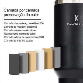 Copo Térmico 1200ml Aço Inoxidável - Garrafa Térmica com Canudo